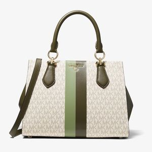 Michael Kors Medium Logo Print Leather Satchel